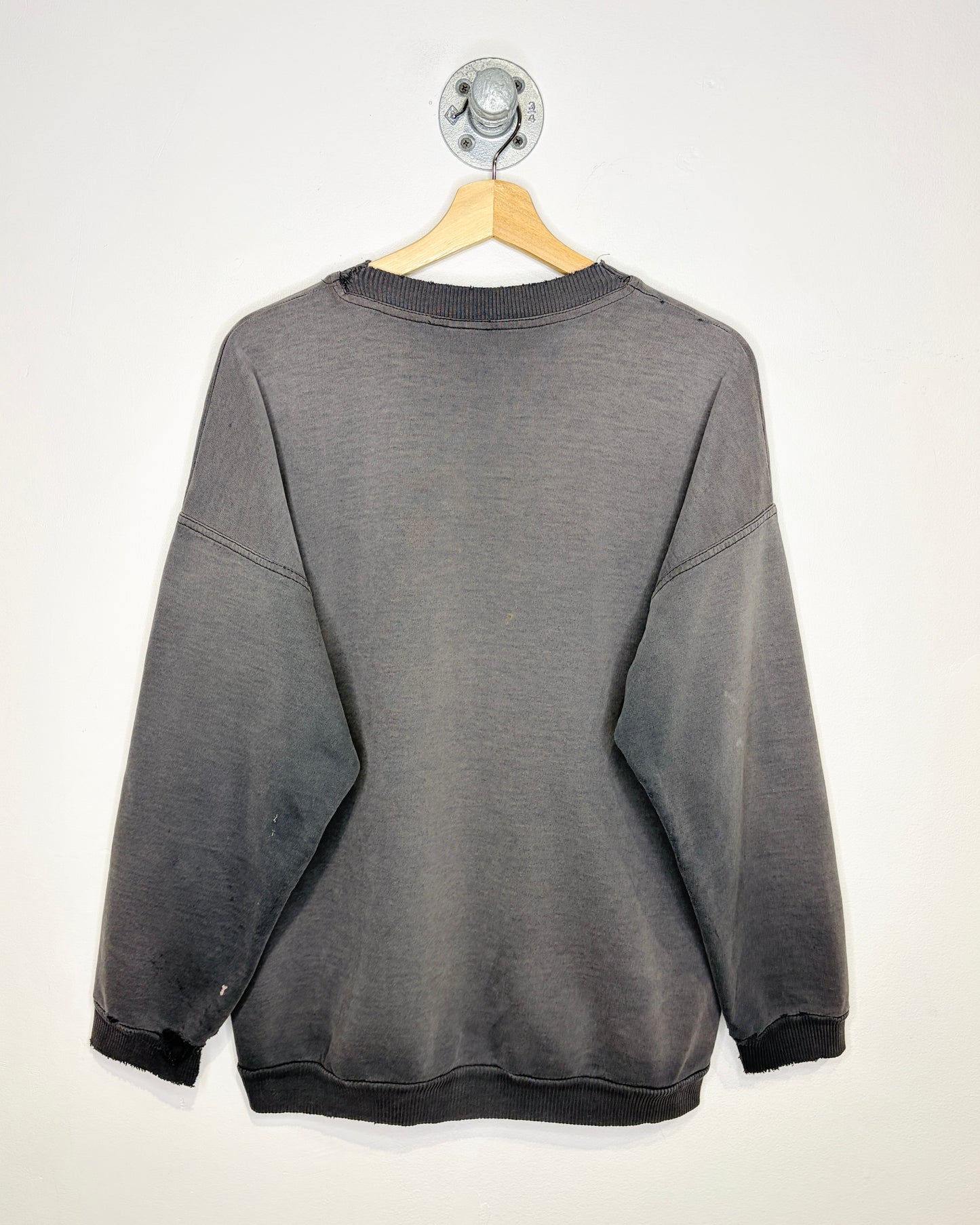 Vintage 90s Diadora Distressed & Heavily Faded Black Crewneck Sweatshirt