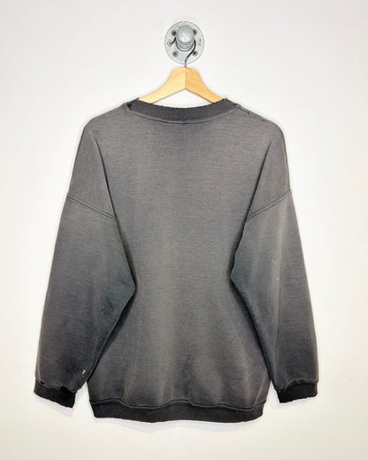 Vintage 90s Diadora Distressed & Heavily Faded Black Crewneck Sweatshirt