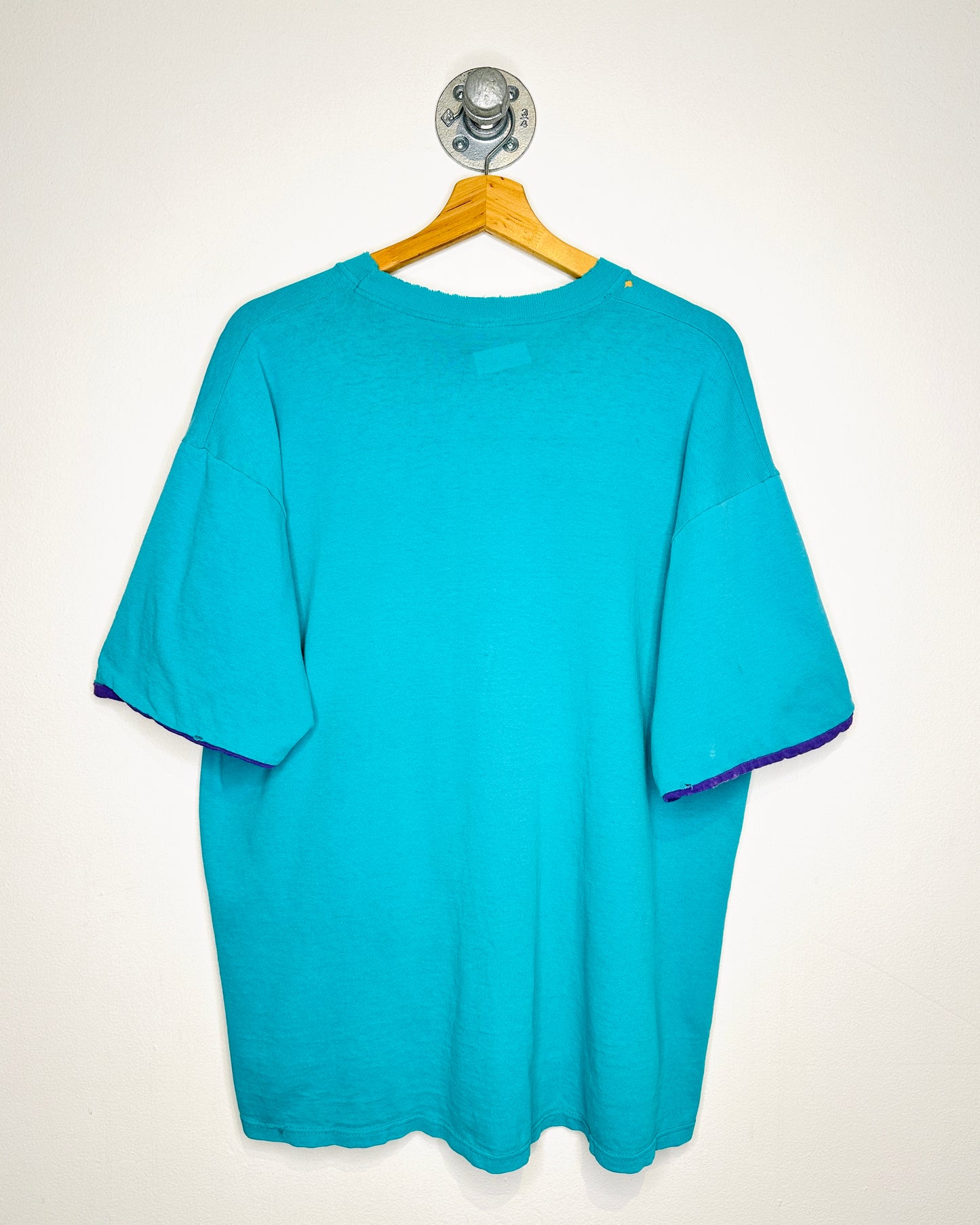 Vintage 90s Donald Duck Disney Teal Distressed Tee Shirt