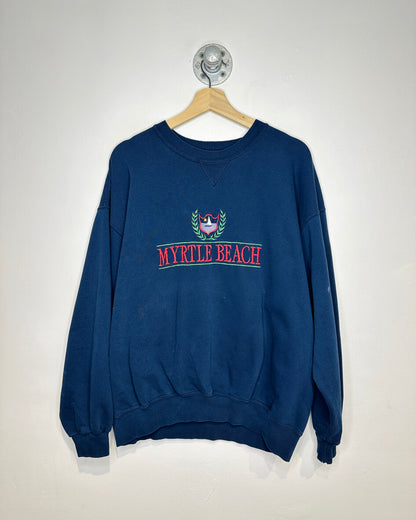 Vintage 1990s Myrtle Beach Navy Crewneck Sweatshirt