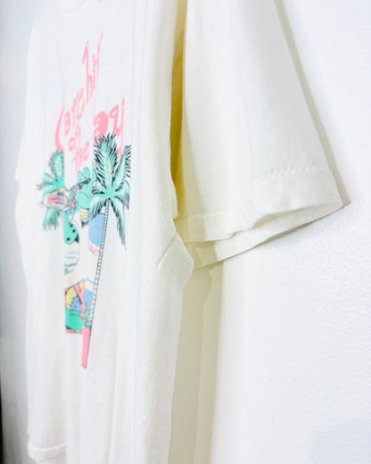 Vintage 1986 Catch Of The Day Paper Thin White Tee Shirt