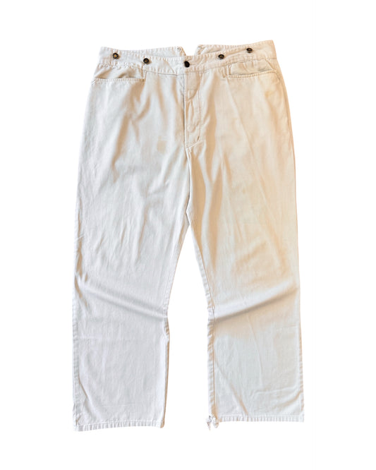 Vintage 90s Classic Oldwest Buckle Back Cream Pants