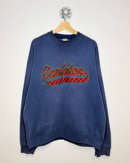 Vintage 90s Carleton Faded & Distressed Navy Supercotton Crewneck Sweatshirt