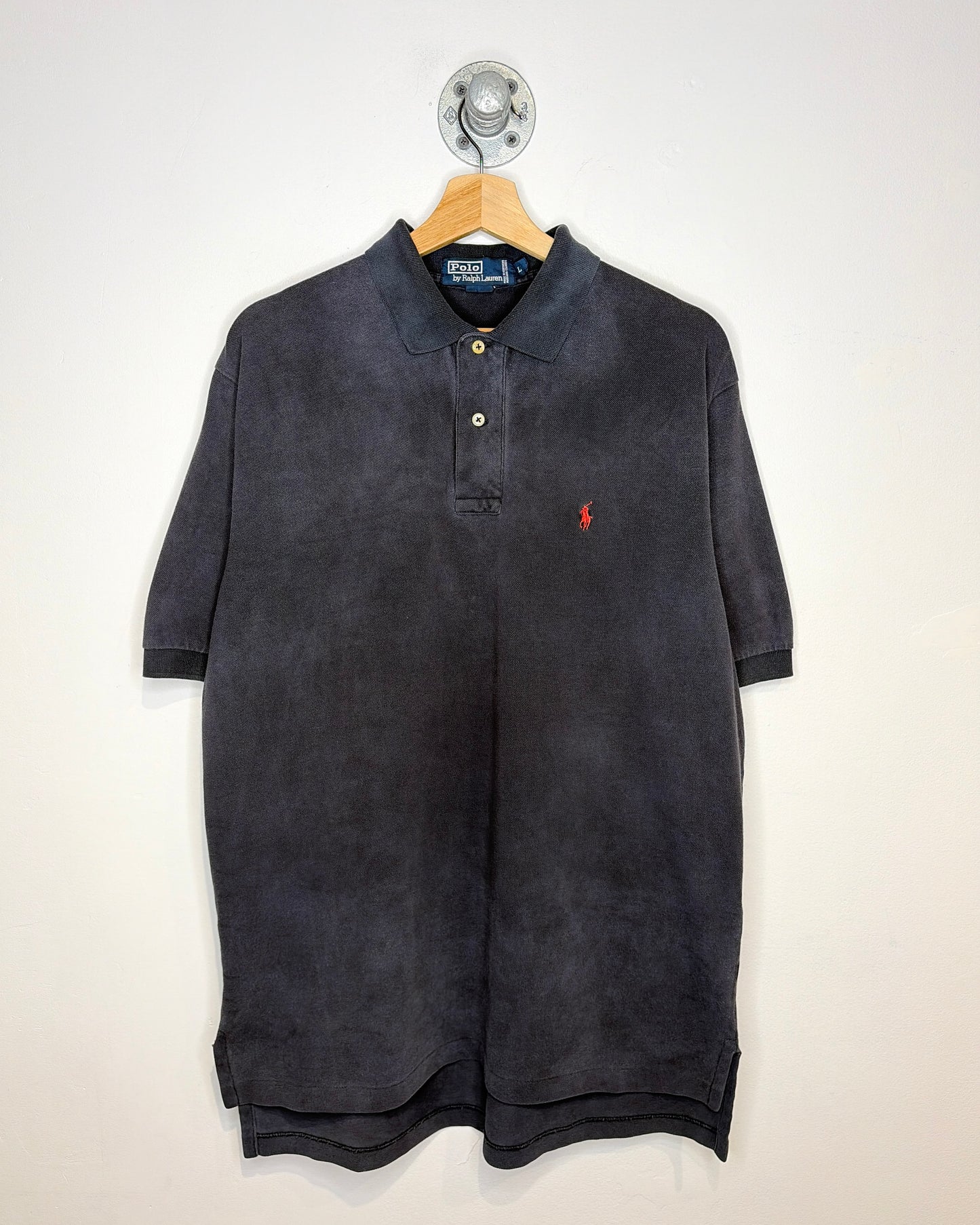 2000s Polo Ralph Lauren Sun Faded Black Polo Shirt