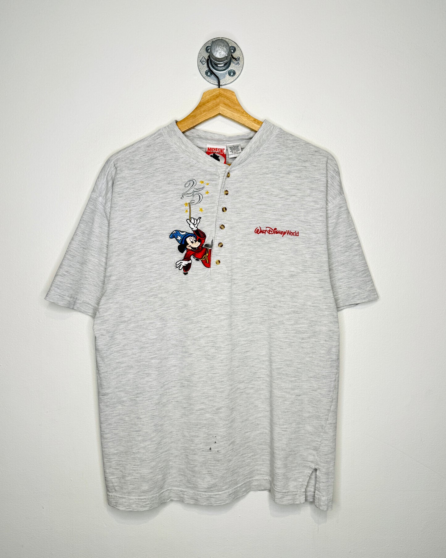 Vintage 90s Walt Disney World Grey Henley Tee Shirt