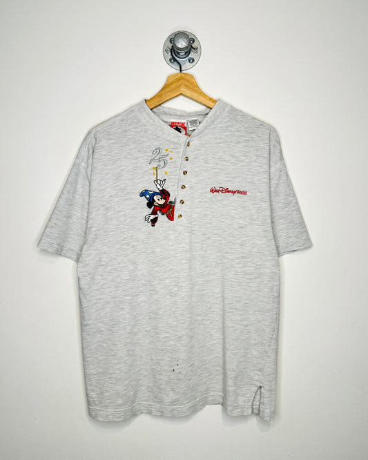 Vintage 90s Walt Disney World Grey Henley Tee Shirt