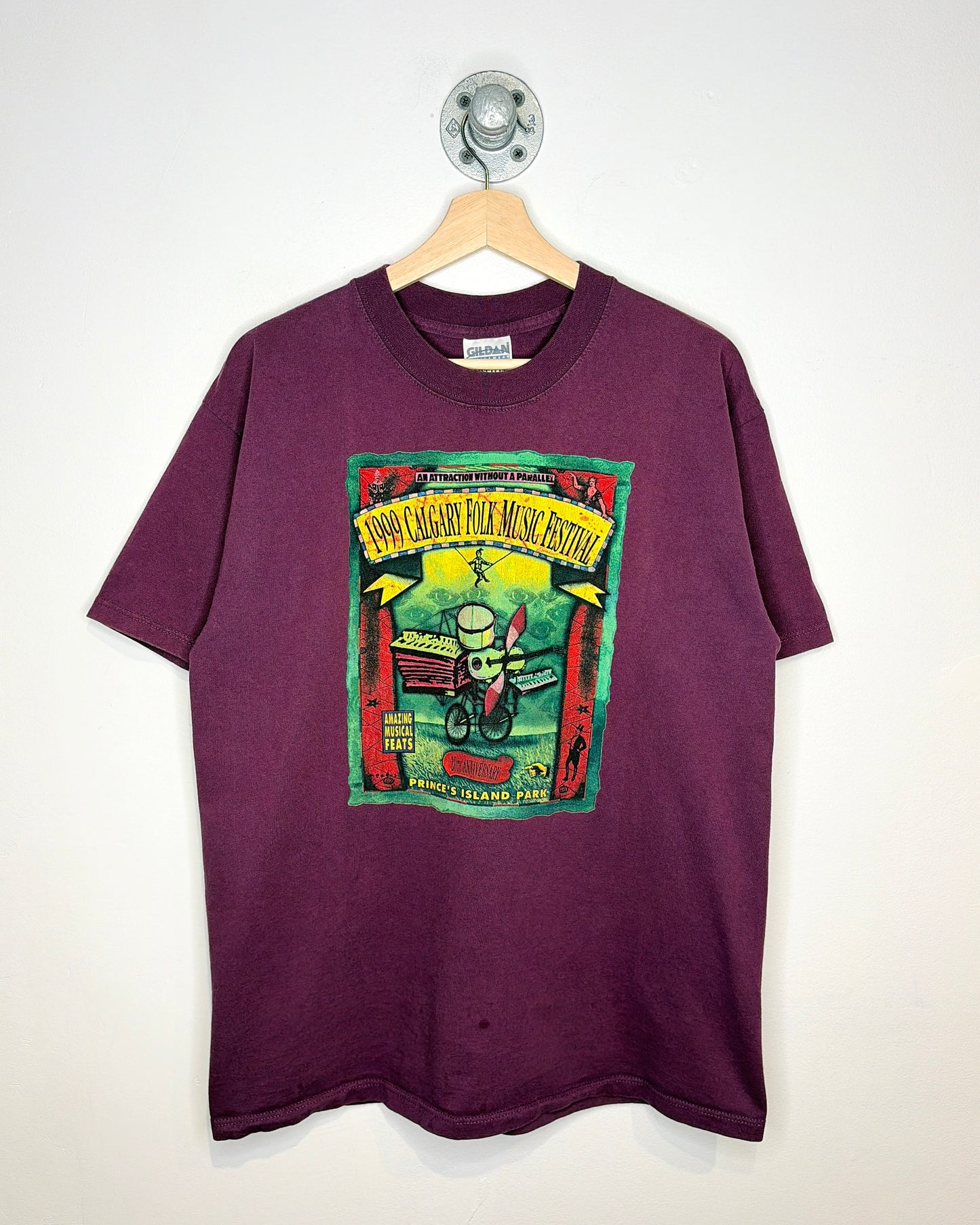 Vintage 1999 Calgary Folk Fest Plum Tee Shirt