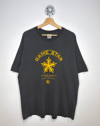 Vintage Game Star Basketball Tourney Faded Black Tee Shirt