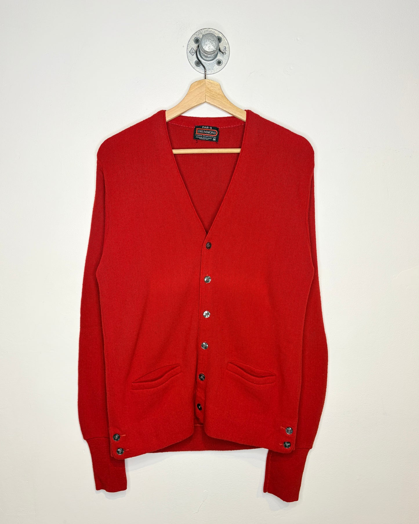 Vintage 1970s Par-5 Drummond Red Acrylic Cardigan