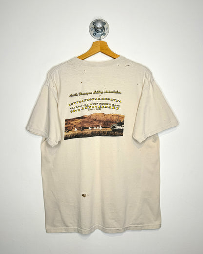 2000s SOSA Summerland BC Off White Distressed Tee Shirt