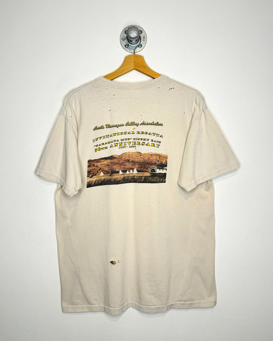 2000s SOSA Summerland BC Off White Distressed Tee Shirt
