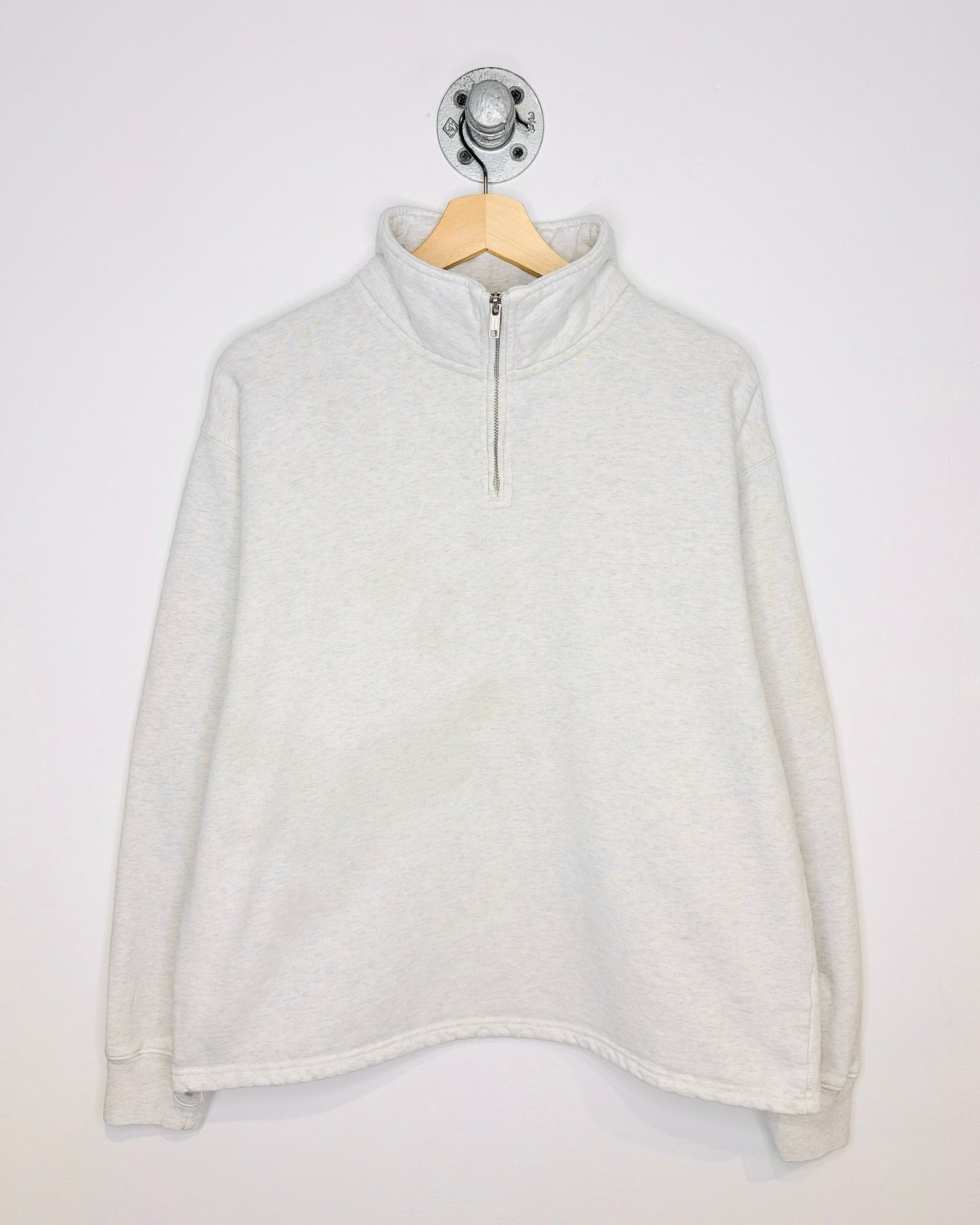 Brandy Melville Heather Grey Quarter Zip Cropped Crewneck Sweatshirt