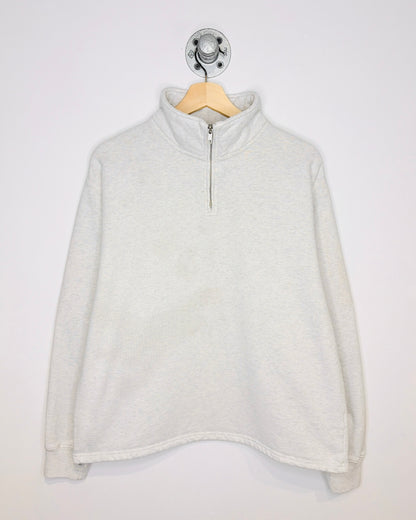 Brandy Melville Heather Grey Quarter Zip Cropped Crewneck Sweatshirt