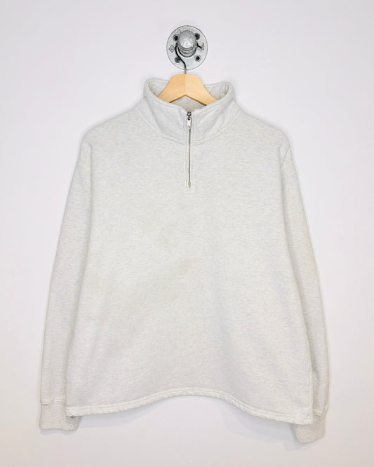 Brandy Melville Heather Grey Quarter Zip Cropped Crewneck Sweatshirt