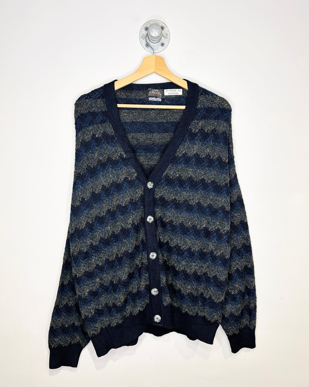 Vintage 90s Ash Creek Trading Navy Cardigan