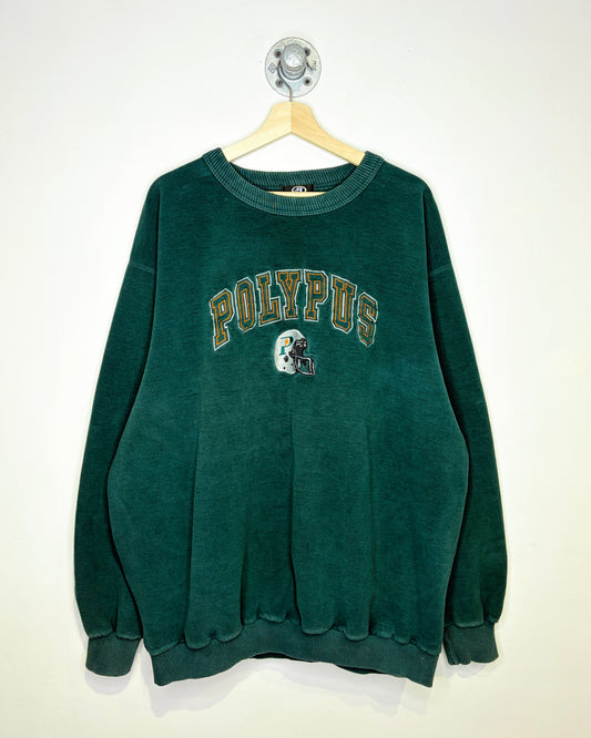 Vintage 90s Polypus Football Green Terry Crewneck Sweatshirt