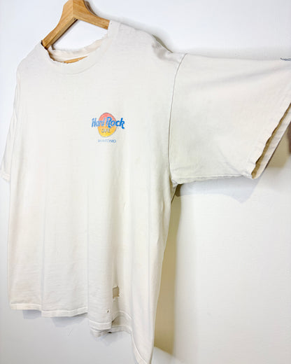 Vintage 90s Hard Rock Cafe San Antonio Distressed White Tee Shirt