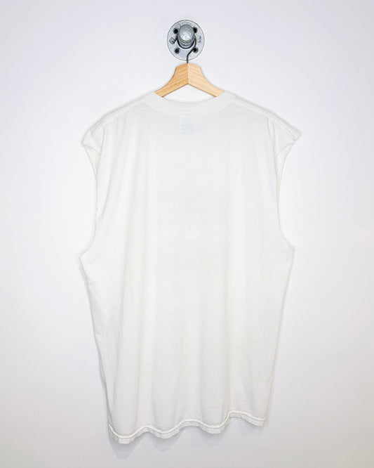 Vintage Early 2000s WWF Raw Is War White Cut Off Tank Top