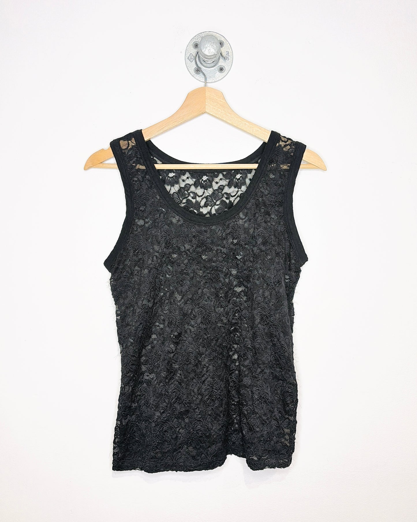 Y2K Women's Black Lace Tank Top