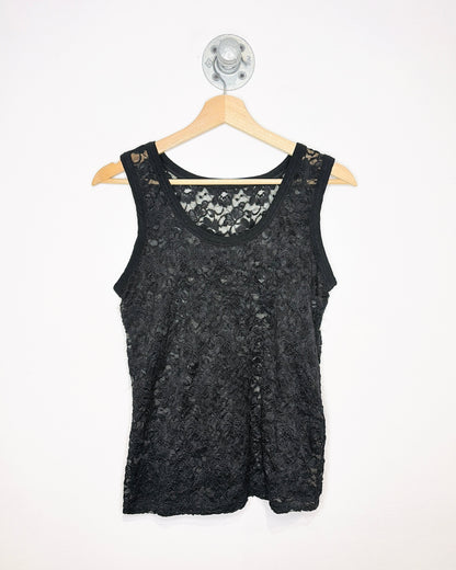 Y2K Women's Black Lace Tank Top