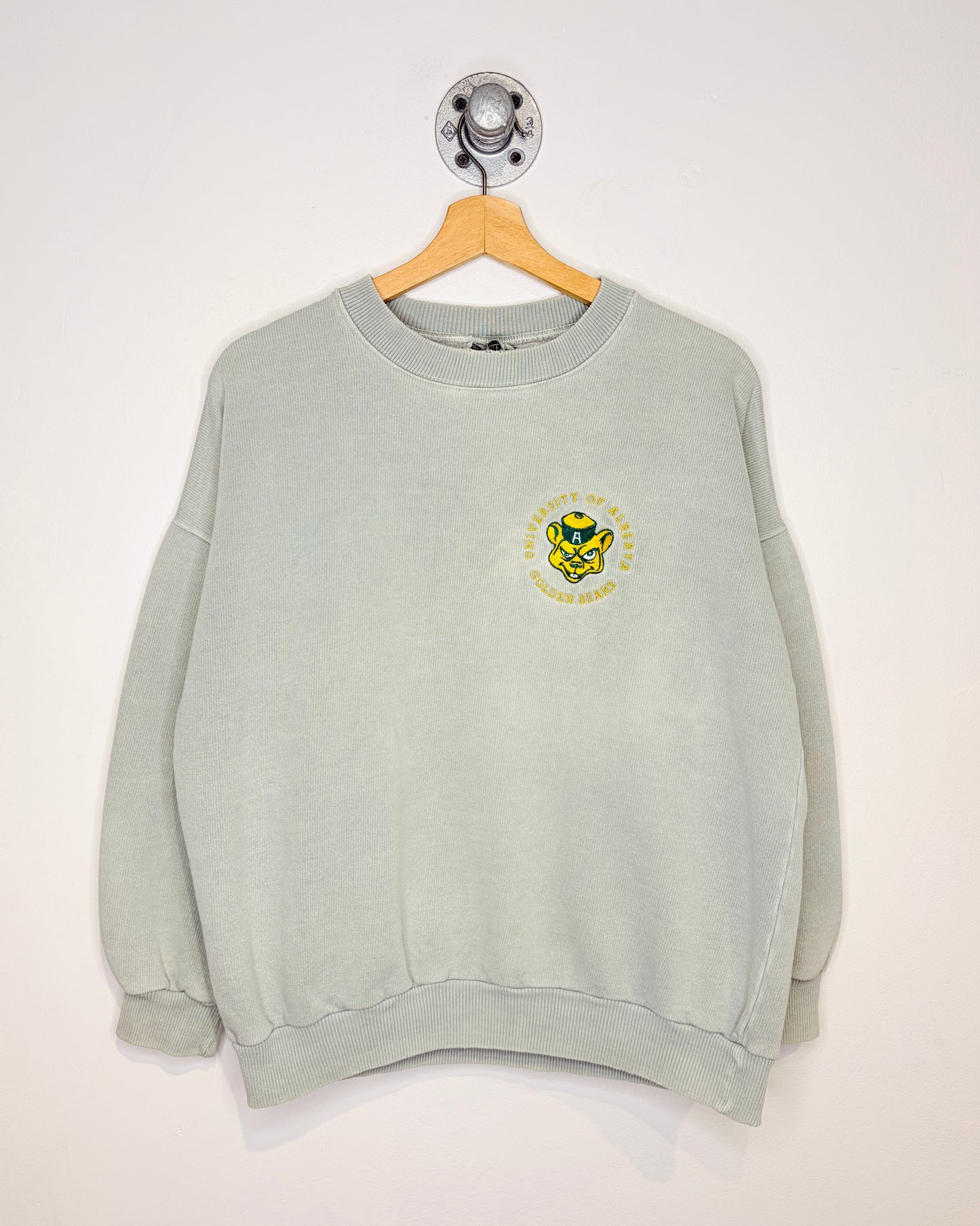 Vintage 90s University Of Alberta Golden Bears Faded Grey Crewneck Sweatshirt