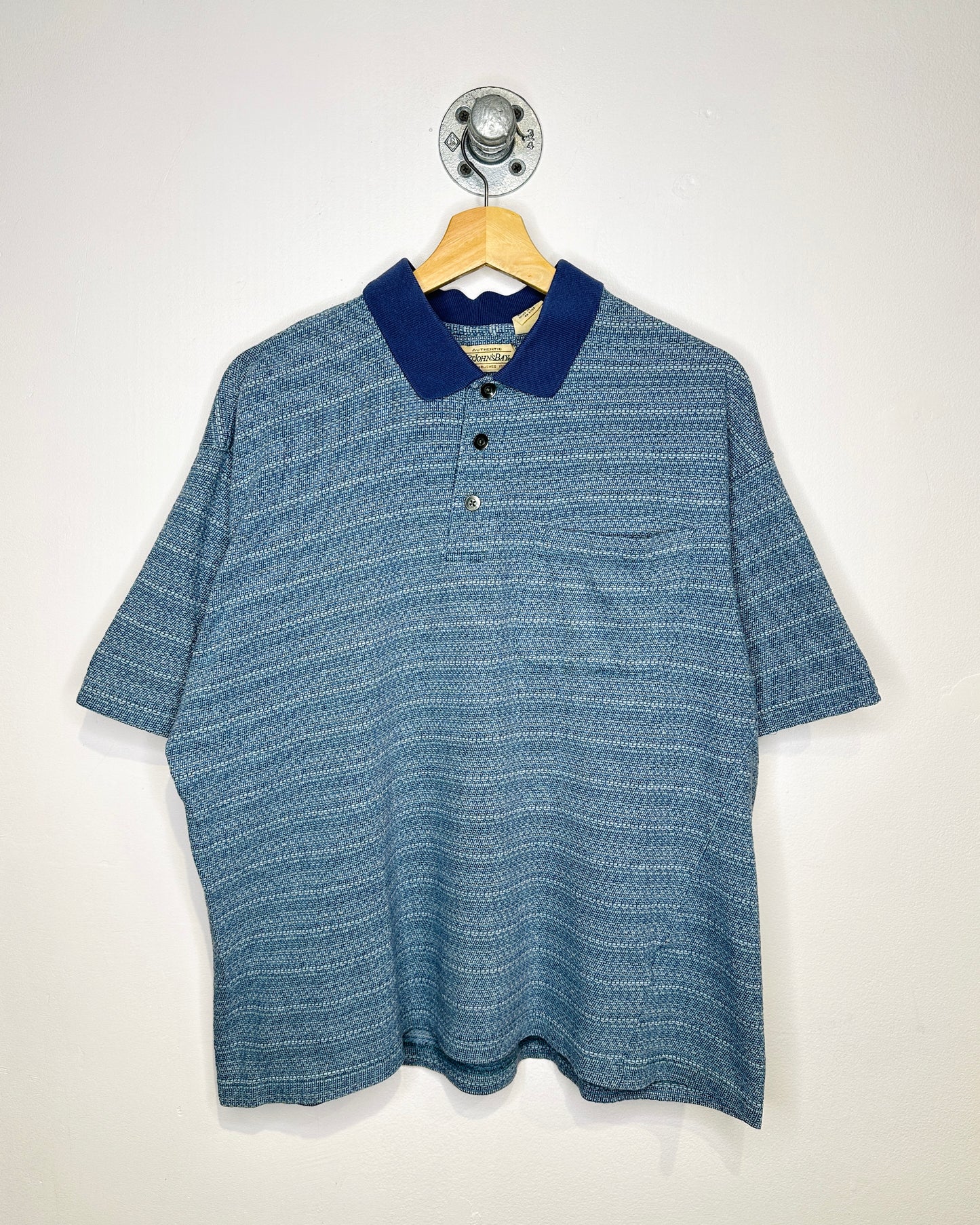Vintage 90s St. John’s Bay Light Blue Pocket Polo Shirt