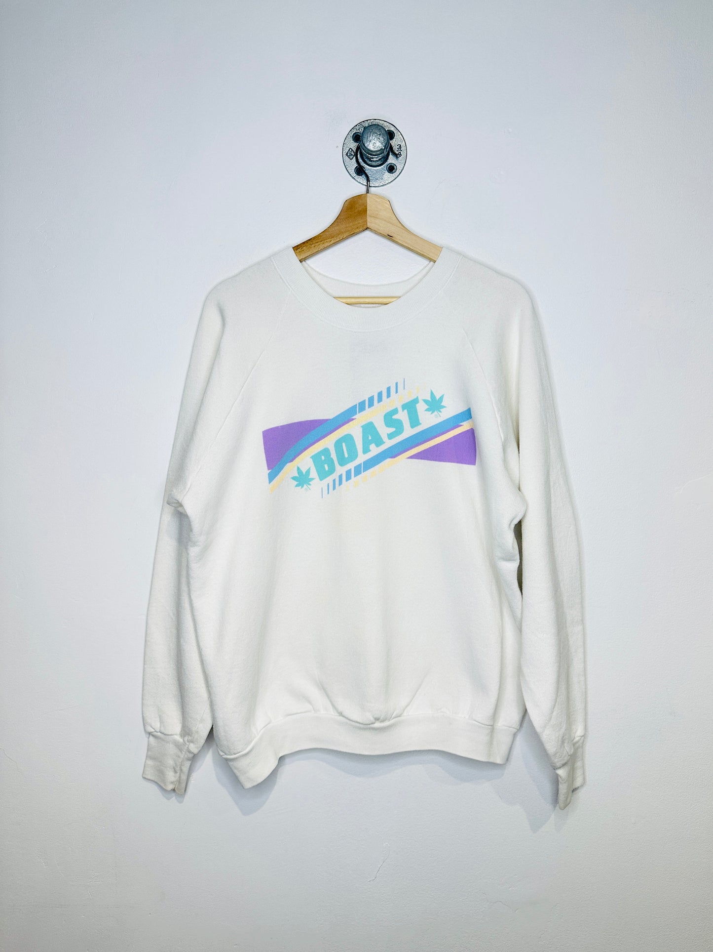 Vintage 1990s Boast Marijuana Very 90s Colour Scheme White Sweatshirt