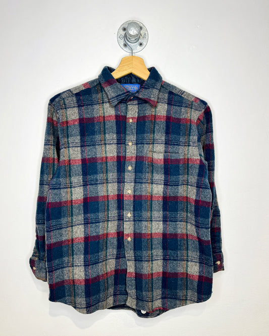 Vintage Pendleton Grey & Blue Wool Flannel