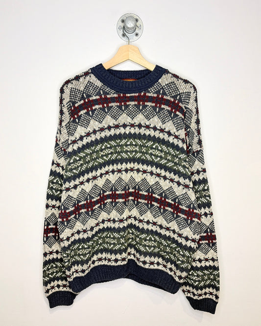 Vintage 90s Northern Explorer Navy Patterned Sweater