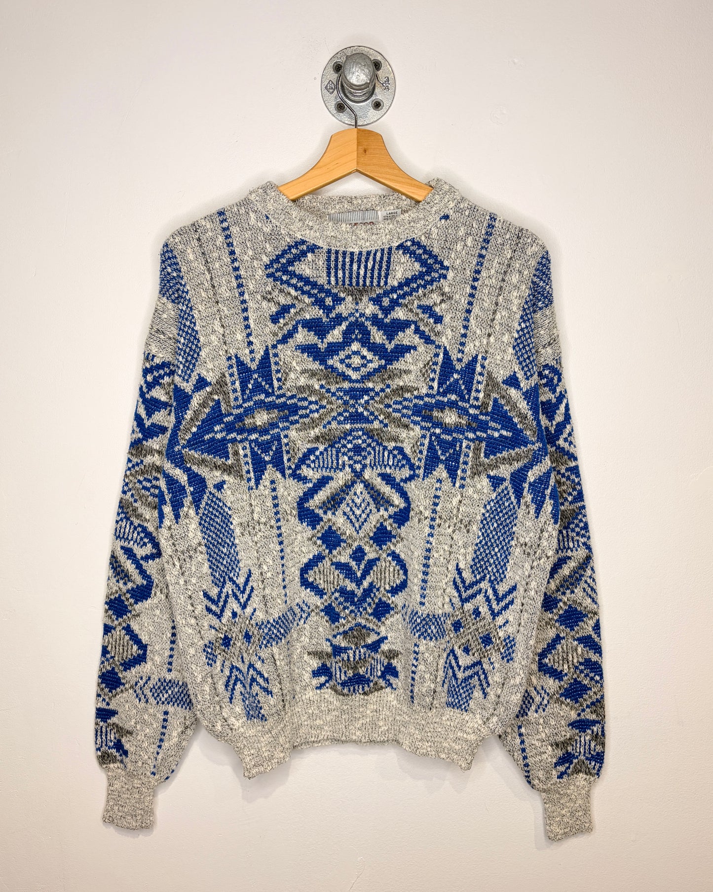 Vintage 90s McGregor Light Grey Abstract Knit Sweater