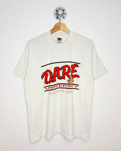 Vintage 90s DARE University Ash Grey Tee Shirt