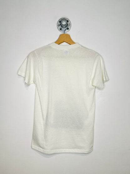 Vintage 1980s New York Cat Rhinestone Eye White Tee Shirt