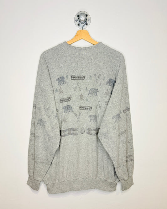 Vintage 90s Art Unlimited Grey Terry Cloth Crewneck Sweatshirt