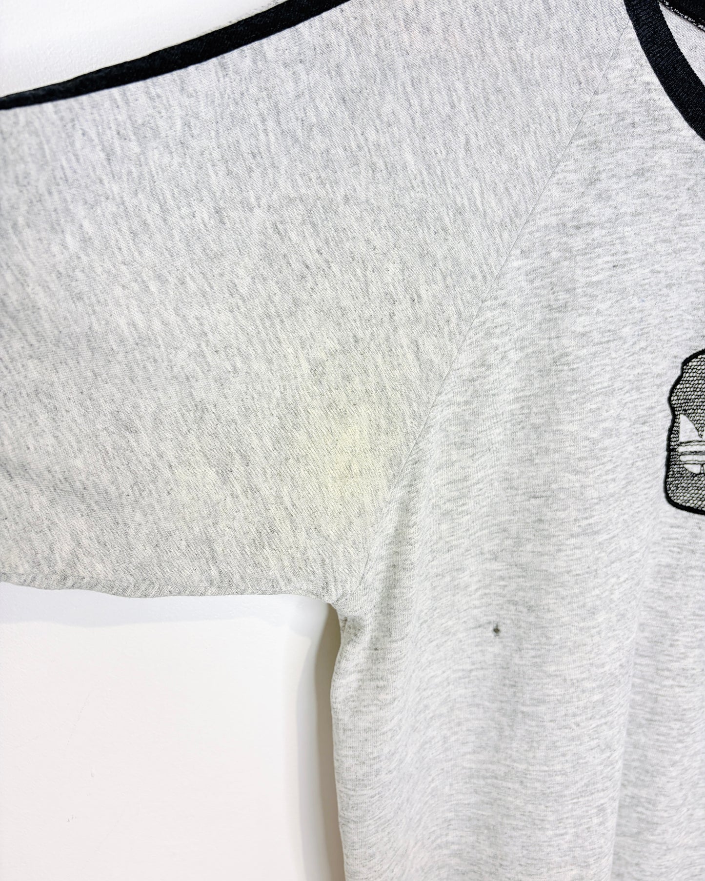 Vintage 80s Adidas TwoTone Grey & Black Ringer Tee Shirt