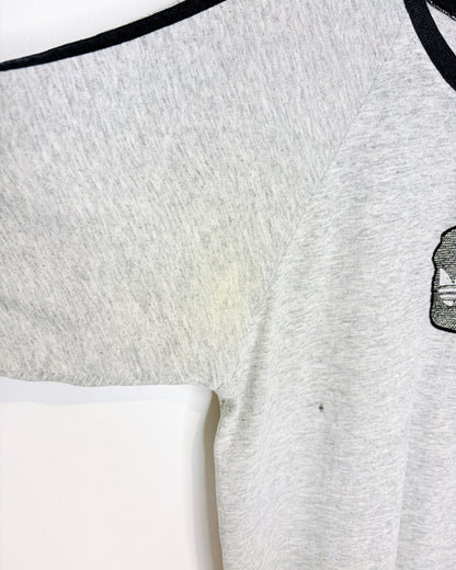 Vintage 80s Adidas TwoTone Grey & Black Ringer Tee Shirt