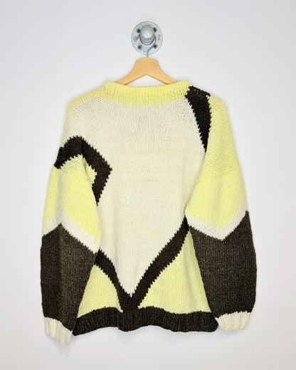 Vintage Hand Made Yellow Knit Sweater