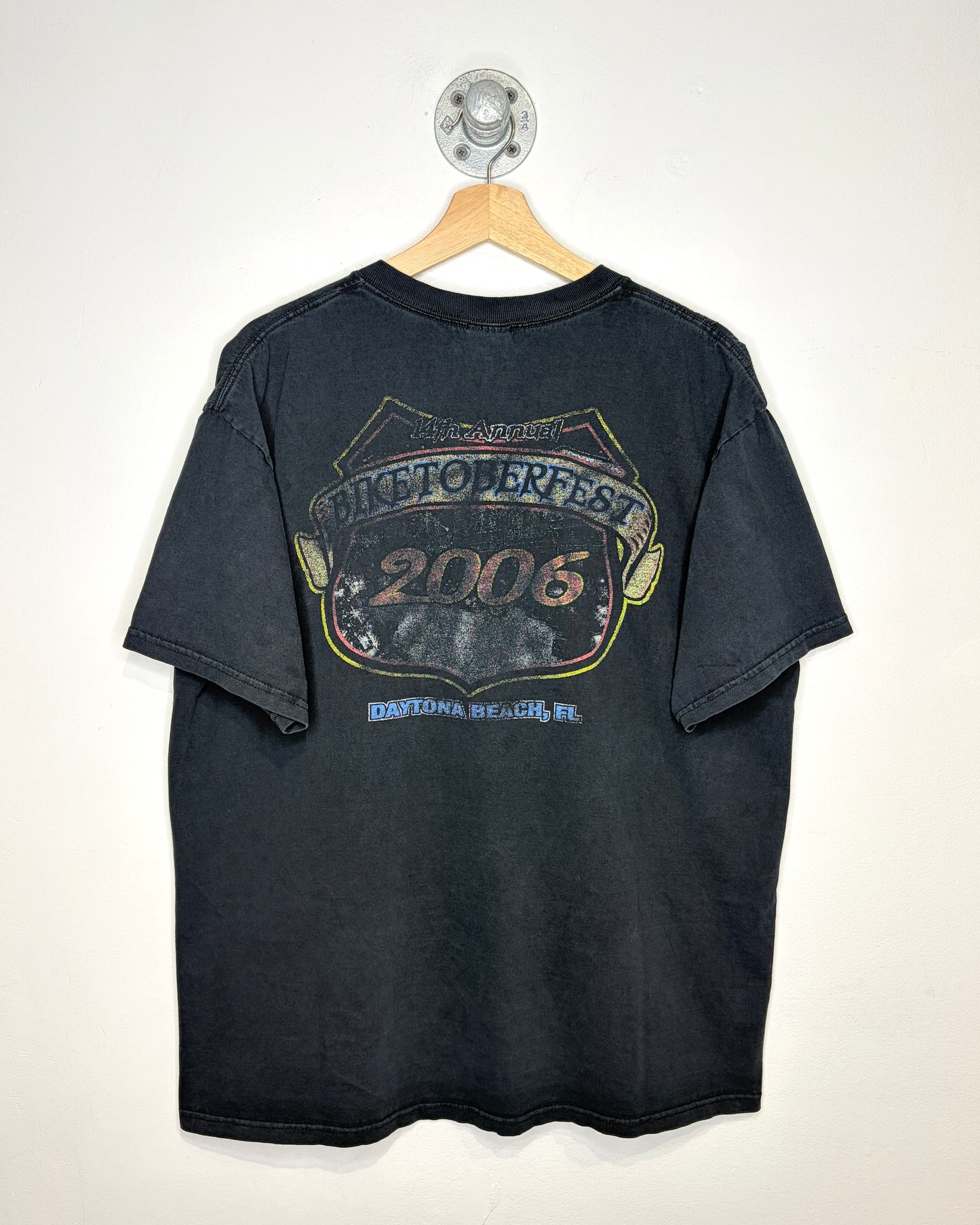 Vintage 2006 Daytona Beach Biketober Fest Black Tee Shirt