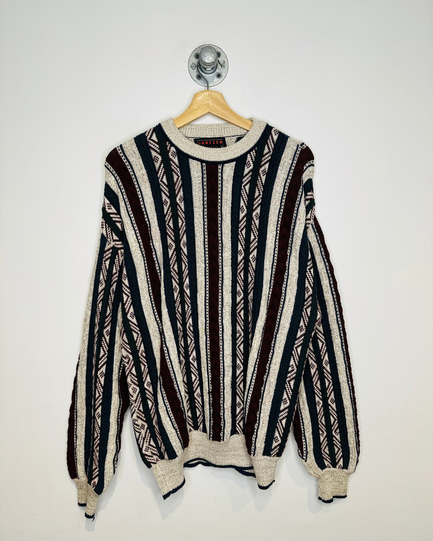 Vintage 1990s Jantzen Sport Burgundy And Grey Cotton Sweater