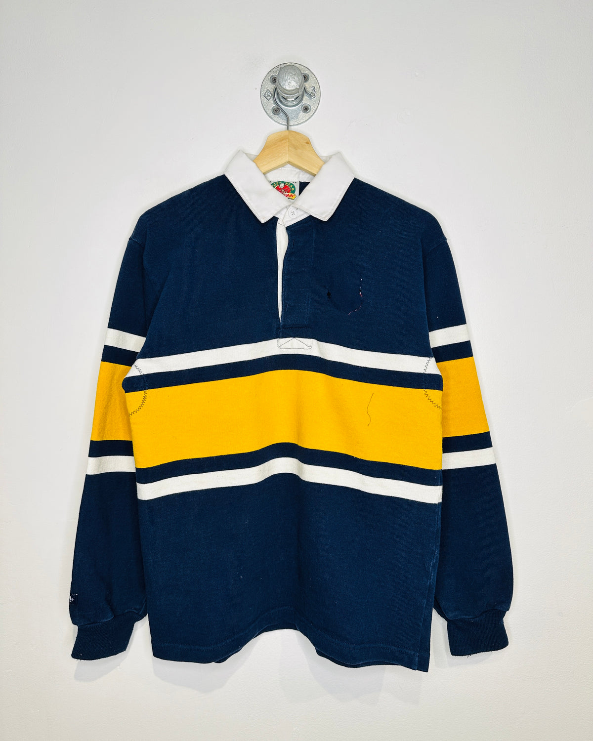 Vintage 1990s Barbarian Rugby Wear Navy And Yellow Long Sleeve Shirt