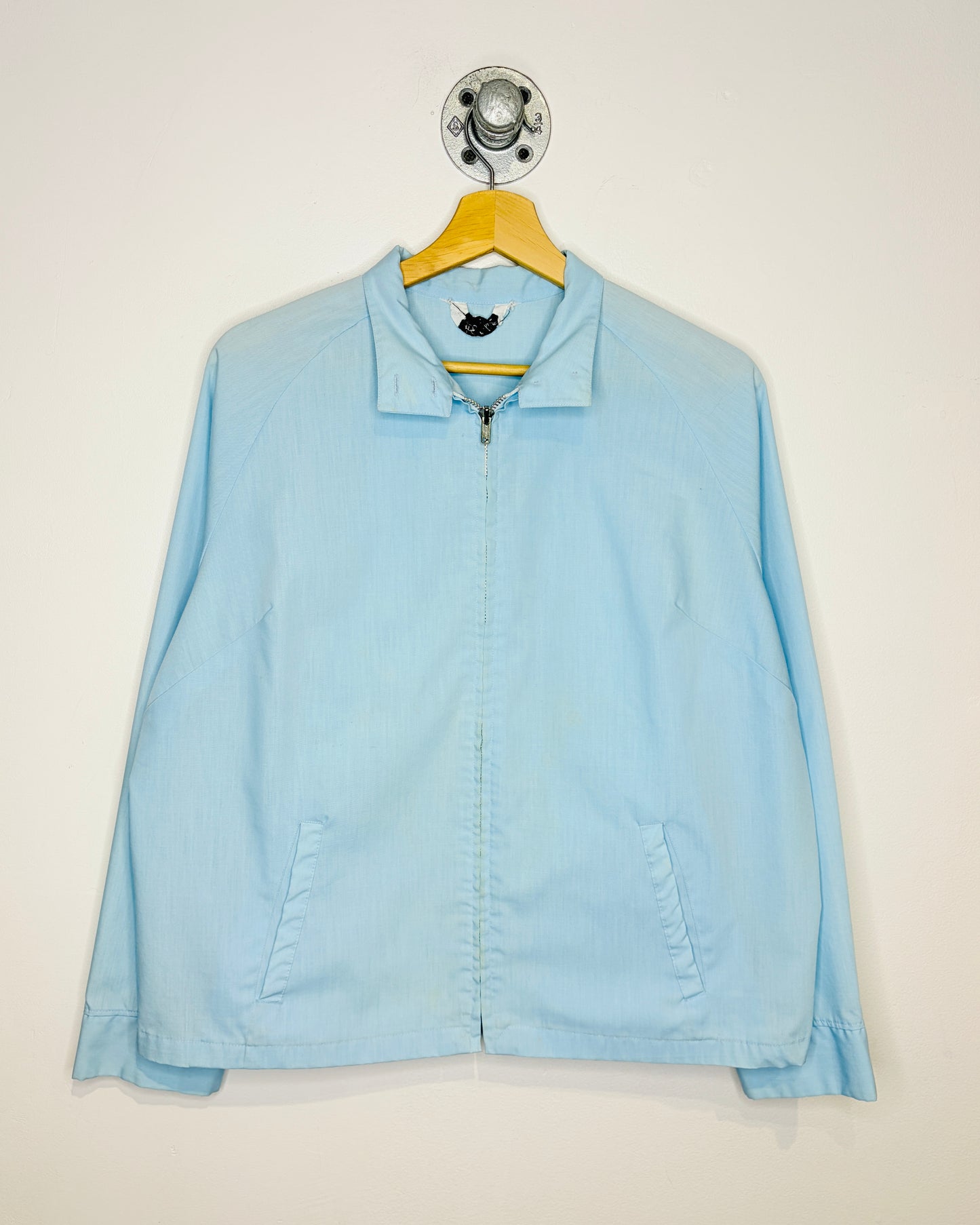 Vintage 70s Boxy NPC Fashions Light Blue Harrington Jacket