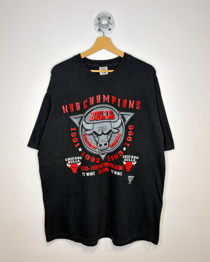 Vintage 1996 Chicago Bulls Champions Logo 7 Black Tee Shirt