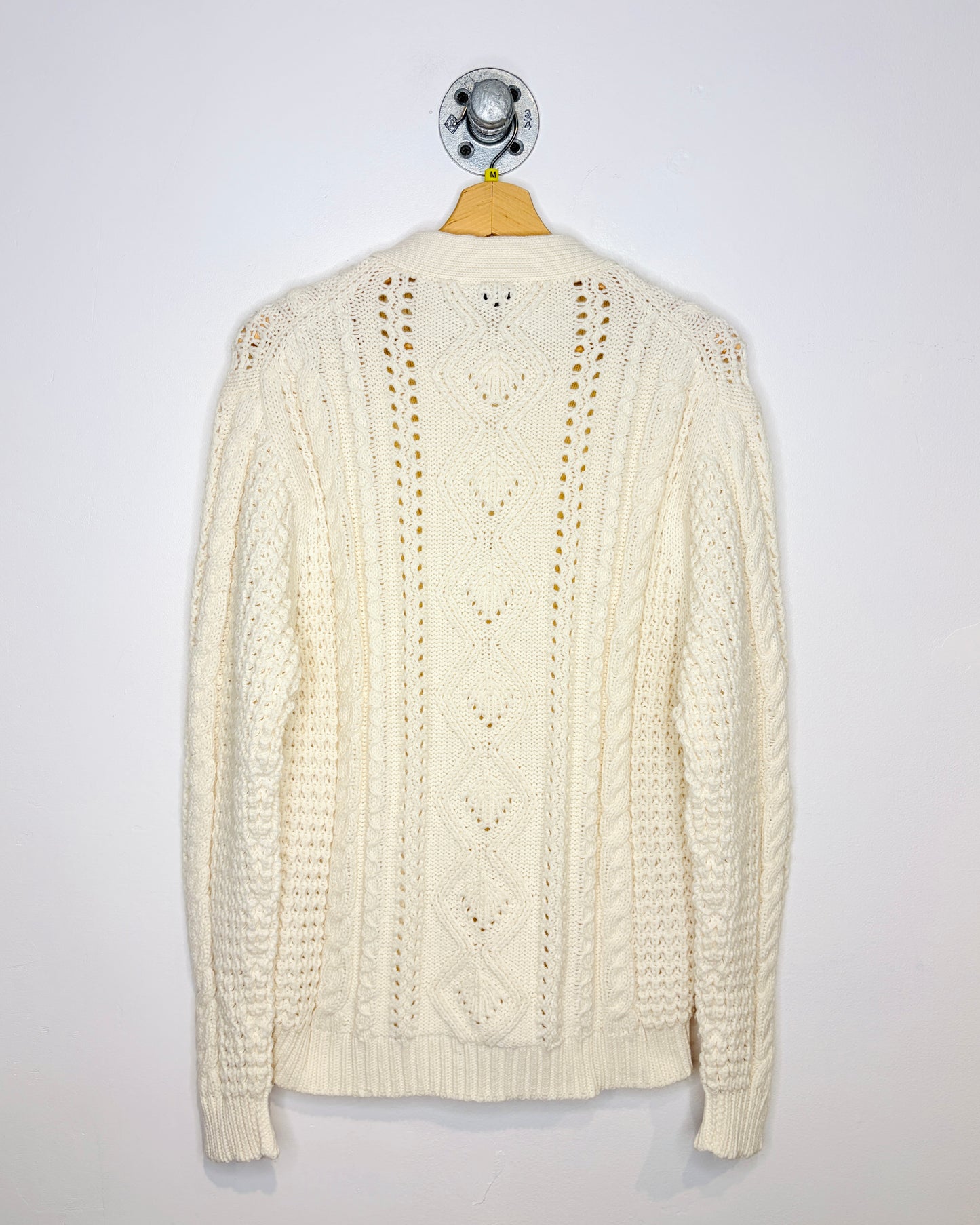 Vintage 1990s Cream Cable Knit Acrylic Cardigan