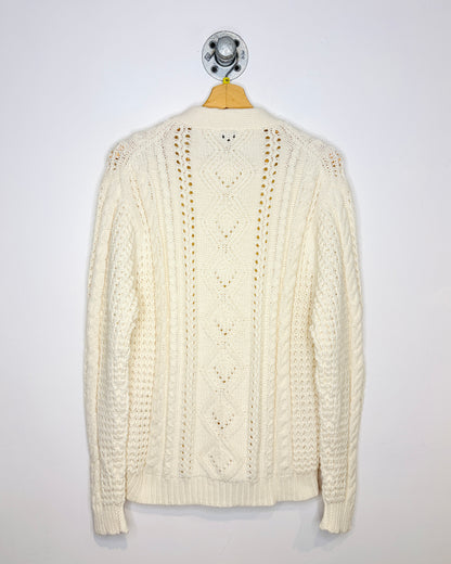 Vintage 1990s Cream Cable Knit Acrylic Cardigan