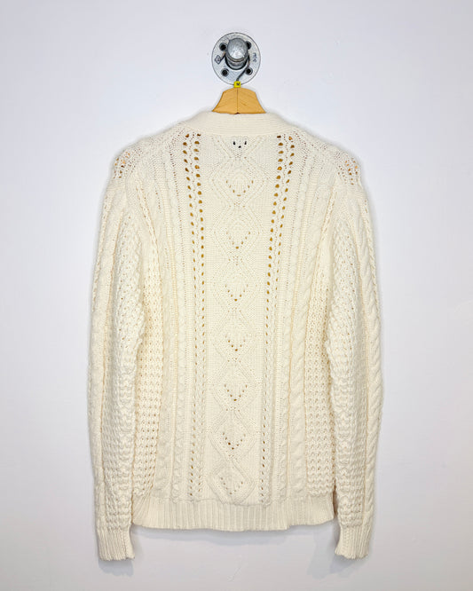 Vintage 1990s Cream Cable Knit Acrylic Cardigan