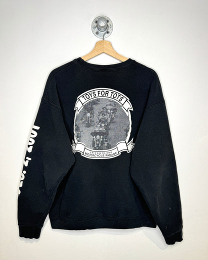 Vintage 2000 Toys For Tots Biker Parade Black Crewneck Sweatshirt