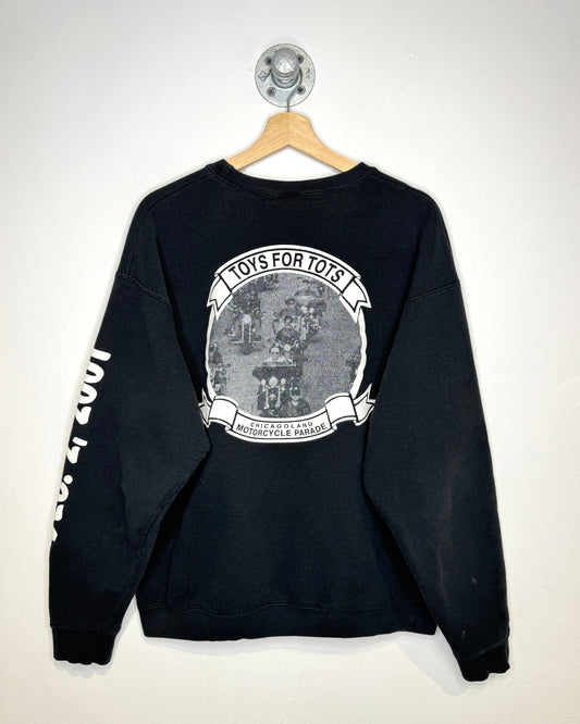 Vintage 2000 Toys For Tots Biker Parade Black Crewneck Sweatshirt