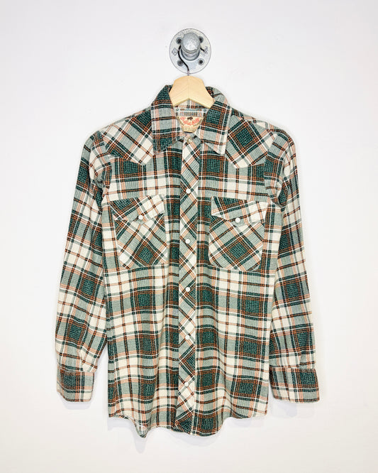 Vintage 1970s Buffalo Bill Pearl Snap Flannel Long Sleeve Shirt