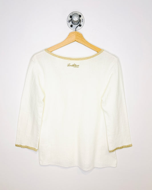 Vintage Women's Levi Strauss White Textured Longsleeve Shirt
