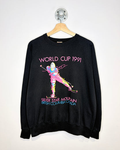 Vintage 1991 British Columbia Silver Star Mountain World Cup Black Crewneck Sweatshirt