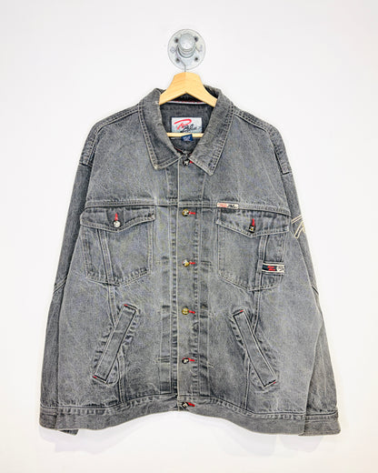 Vintage 90s/00s Raw Blue Faded Grey Raw Denim Jacket